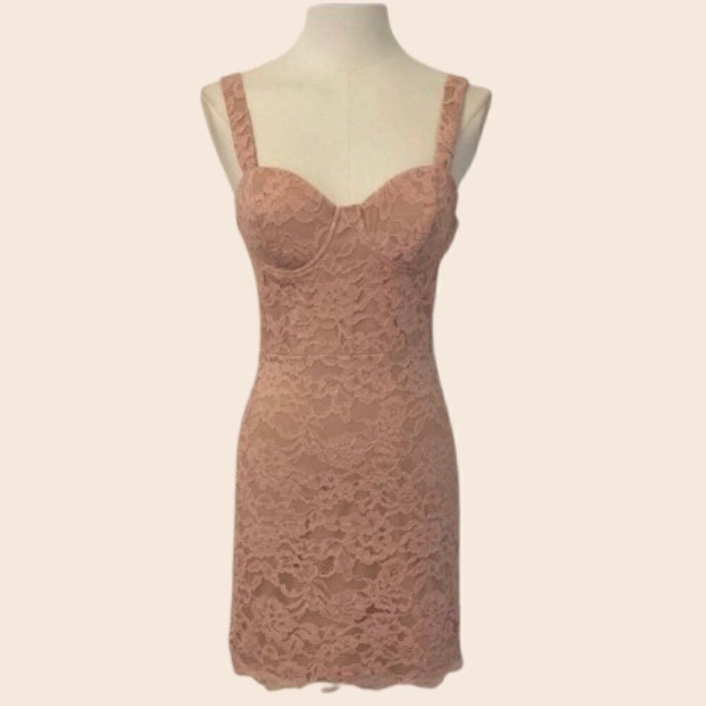Aqua Baby Pink Lace Bodycon Mini Dress Size Small